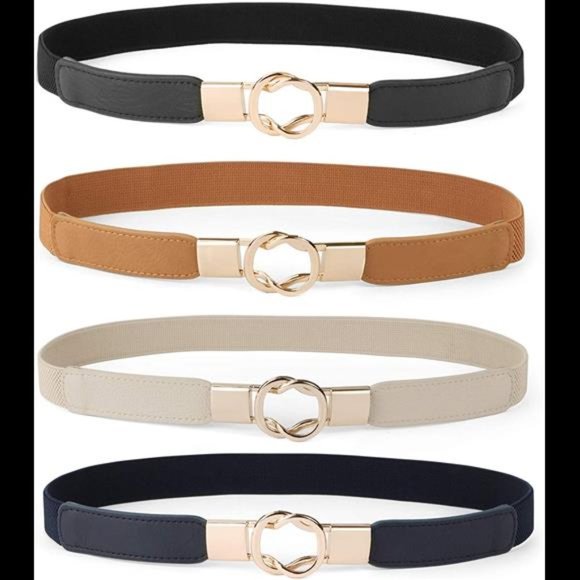 Women Skinny Belt for Dresses Retro Stretch Ladies Waist Belt Plus Size Set of 4